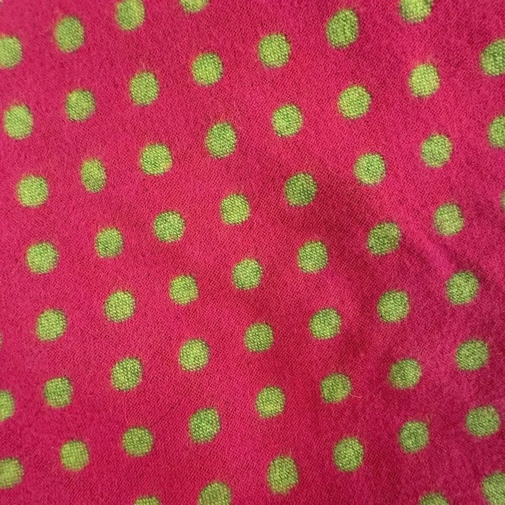 Scottish 100% Cashmere Polka Dot 70x12 Scotland Pink Green 72x11 Reversible